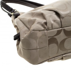 Coach Beige/Brown Signature Canvas Satchel