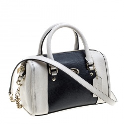 Pre Owned Coach Off White/Black Leather Crossbody Bag