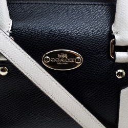 Pre Owned Coach Off White/Black Leather Crossbody Bag