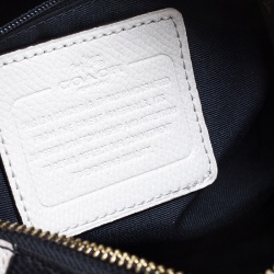 Pre Owned Coach Off White/Black Leather Crossbody Bag