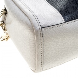 Pre Owned Coach Off White/Black Leather Crossbody Bag