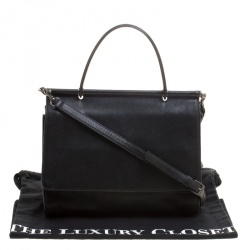 Pre Owned Coach Black Leather Willis Dowel Top Handle Bag