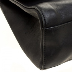 Pre Owned Coach Black Leather Willis Dowel Top Handle Bag