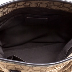 Pre Owned Coach Beige/Brown Signature Canvas and Leather Trim Tote