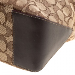 Pre Owned Coach Beige/Brown Signature Canvas and Leather Trim Tote