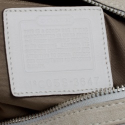 Coach White Signature Canvas And Suede Satchel
