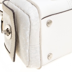 Coach White Signature Canvas And Suede Satchel