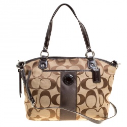 Coach Beige/Brown Signature Canvas Persimmon Tote