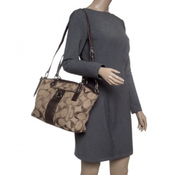 Coach Beige/Brown Signature Canvas Persimmon Tote