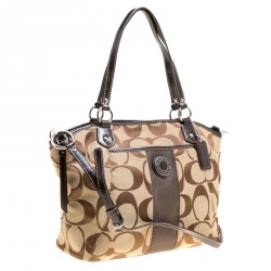 Coach Beige/Brown Signature Canvas Persimmon Tote