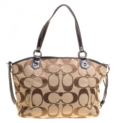 Coach Beige/Brown Signature Canvas Persimmon Tote