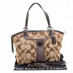 Coach Beige/Brown Signature Canvas Persimmon Tote