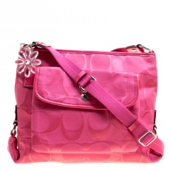Coach Pink Signature Canvas Messenger Bag
