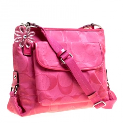 Coach Pink Signature Canvas Messenger Bag
