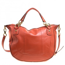 Pre Owned Coach Orange Leather and Woven Detail Kristin Shoulder Bag