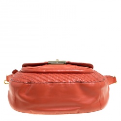 Pre Owned Coach Orange Leather and Woven Detail Kristin Shoulder Bag