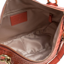 Pre Owned Coach Orange Leather and Woven Detail Kristin Shoulder Bag