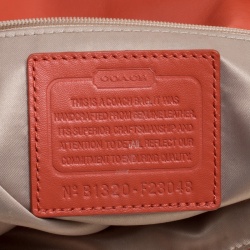 Pre Owned Coach Orange Leather and Woven Detail Kristin Shoulder Bag