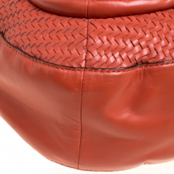 Pre Owned Coach Orange Leather and Woven Detail Kristin Shoulder Bag