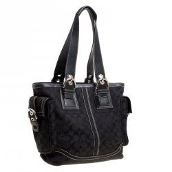 Pre Owned حقيبة يد كوتش كانفاس شهير سوداء