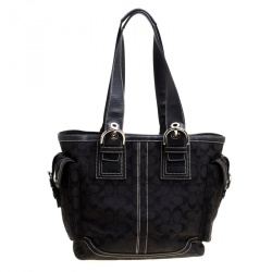 Pre Owned حقيبة يد كوتش كانفاس شهير سوداء