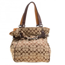 Coach Beige/Brown Signature Canvas and Leather Shoulder Bag