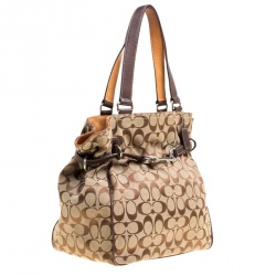 Coach Beige/Brown Signature Canvas and Leather Shoulder Bag