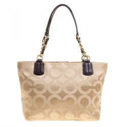 Coach Beige Canvas Chain Tote