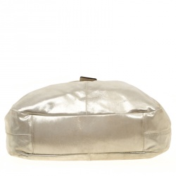 Pre Owned Coach Metallic Biege Shimmering Leather Maggie Shoulder Bag