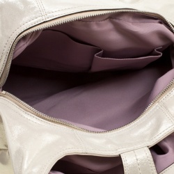 Pre Owned Coach Metallic Biege Shimmering Leather Maggie Shoulder Bag