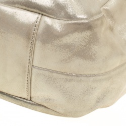 Pre Owned Coach Metallic Biege Shimmering Leather Maggie Shoulder Bag