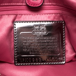 Pre Owned Coach Pink Croc Embossed Leather Ashley Tote