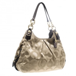 Coach Beige Canvas and Leather Maggie Shoulder Bag