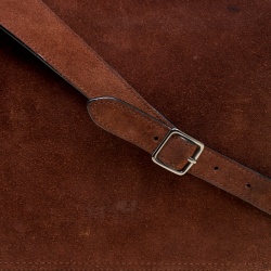 Pre Owned Coach Brown Suede Whipstitch Chain Dakotah Messenger Bag