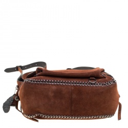 Pre Owned Coach Brown Suede Whipstitch Chain Dakotah Messenger Bag