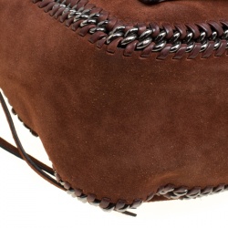 Pre Owned Coach Brown Suede Whipstitch Chain Dakotah Messenger Bag
