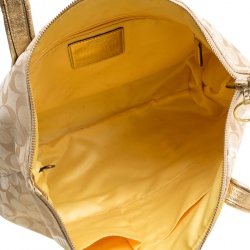 Pre Owned Coach Beige Signature  Canvas Poppy Graffiti Glam Tote