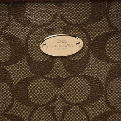 Pre Owned Coach Beige/Brown Signature Coated Canvas and Leather City Zip Top Tote