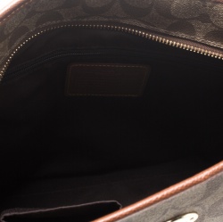 Pre Owned Coach Beige/Brown Signature Coated Canvas and Leather City Zip Top Tote