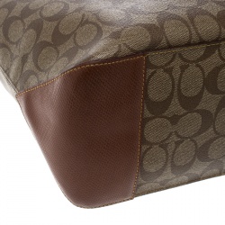 Pre Owned Coach Beige/Brown Signature Coated Canvas and Leather City Zip Top Tote