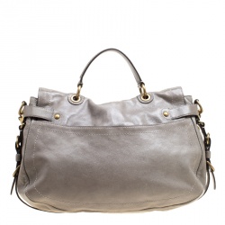 مملوكة مسبقًا Coach Grey Glazed Leather Double Pocket Top Handle Bag with Wallet
