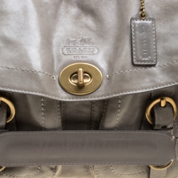 مملوكة مسبقًا Coach Grey Glazed Leather Double Pocket Top Handle Bag with Wallet