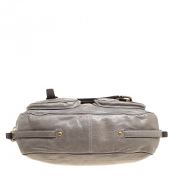 مملوكة مسبقًا Coach Grey Glazed Leather Double Pocket Top Handle Bag with Wallet