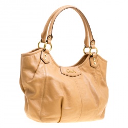 Pre Owned Coach Tan Leather Tote