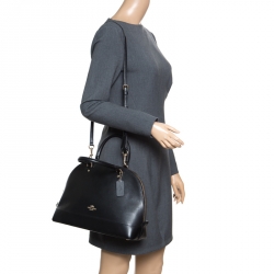 Pre Owned Coach Black Leather Sierra Top Handle Bag