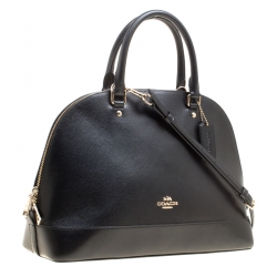 Pre Owned Coach Black Leather Sierra Top Handle Bag
