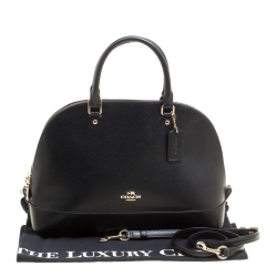 Pre Owned Coach Black Leather Sierra Top Handle Bag
