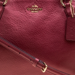 Pre Owned Coach Red Metallic Leather Small Kelsey Top Handle bag
