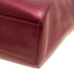 Pre Owned Coach Red Metallic Leather Small Kelsey Top Handle bag