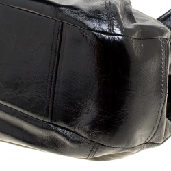 Pre Owned Coach Black Patent Leather Ergo Tattersall Pleated Satchel